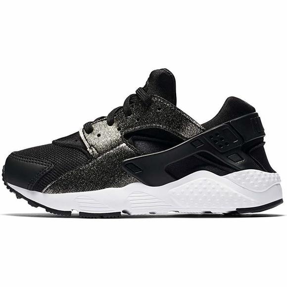 Nike Girls Preschool Huarache Run SE Running Shoes Size Black/Met